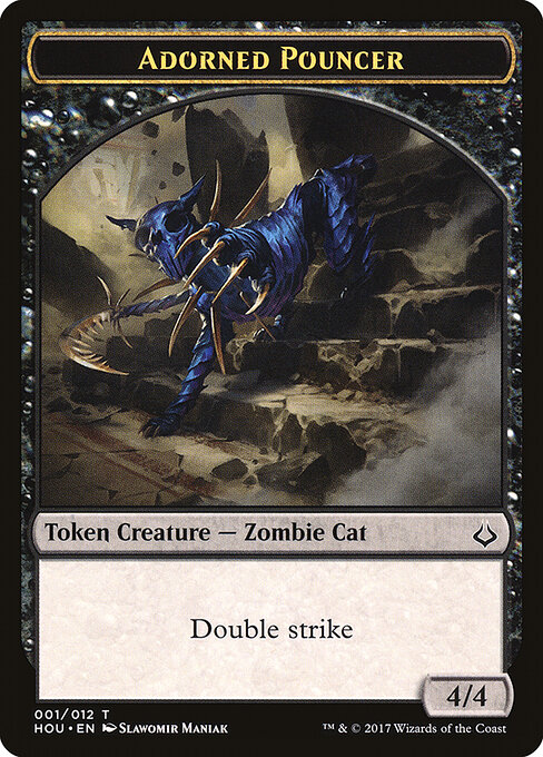 Adorned Pouncer // Warrior Double-Sided Token — Front — Adorned Pouncer