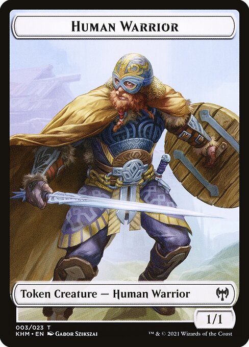 Human Warrior // Angel Warrior Double-Sided Token — Front — Human Warrior
