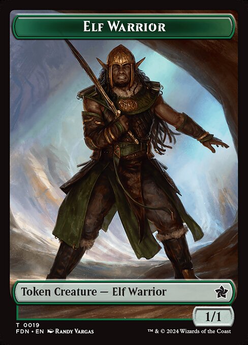 Elf Warrior // Cat (001) Doubled-Sided Token — Front — Elf Warrior
