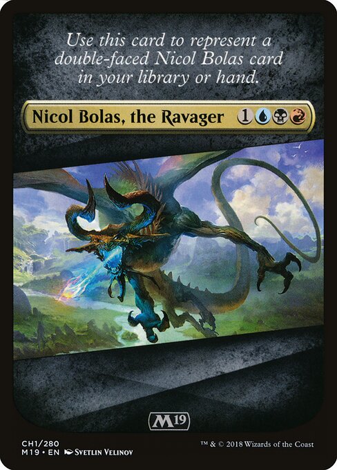 Checklist Card - Core Set 2019 (Nicol Bolas, the Ravager) — Front