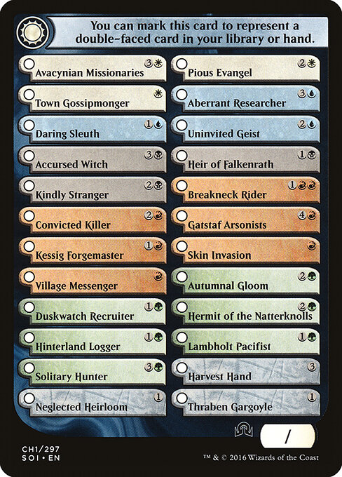 Checklist Card - (CH1) Shadows over Innistrad — Front
