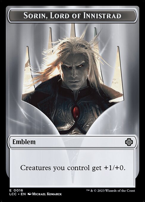 Emblem - Sorin, Lord of Innistrad // Vampire (0004) Double-Sided Token — Front — Sorin, Lord of Innistrad Emblem